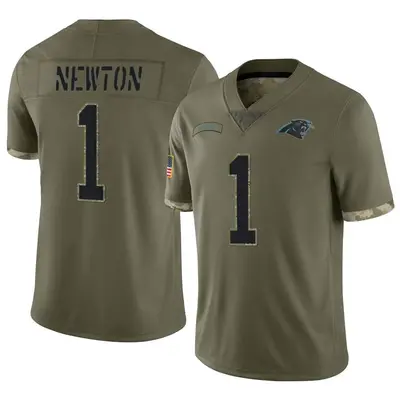 Men's Cam Newton Carolina Panthers 2022 Salute To Service Jersey - Olive Limited