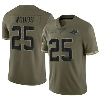 Men's Xavier Woods Carolina Panthers 2022 Salute To Service Jersey - Olive Limited