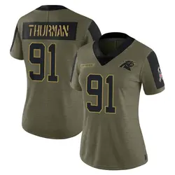 Women's Nick Thurman Carolina Panthers 2021 Salute To Service Jersey - Olive Limited