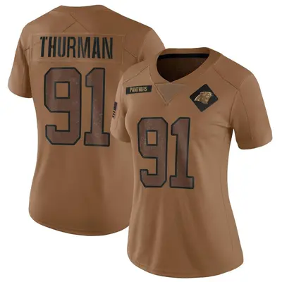 Women's Nick Thurman Carolina Panthers 2023 Salute To Service Jersey - Brown Limited