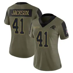 Women's Tarron Jackson Carolina Panthers 2021 Salute To Service Jersey - Olive Limited